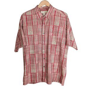Tori Richard Honolulu Mens Hawaiian Button Up Shirt L 100% Cotton Tiki Tropical
